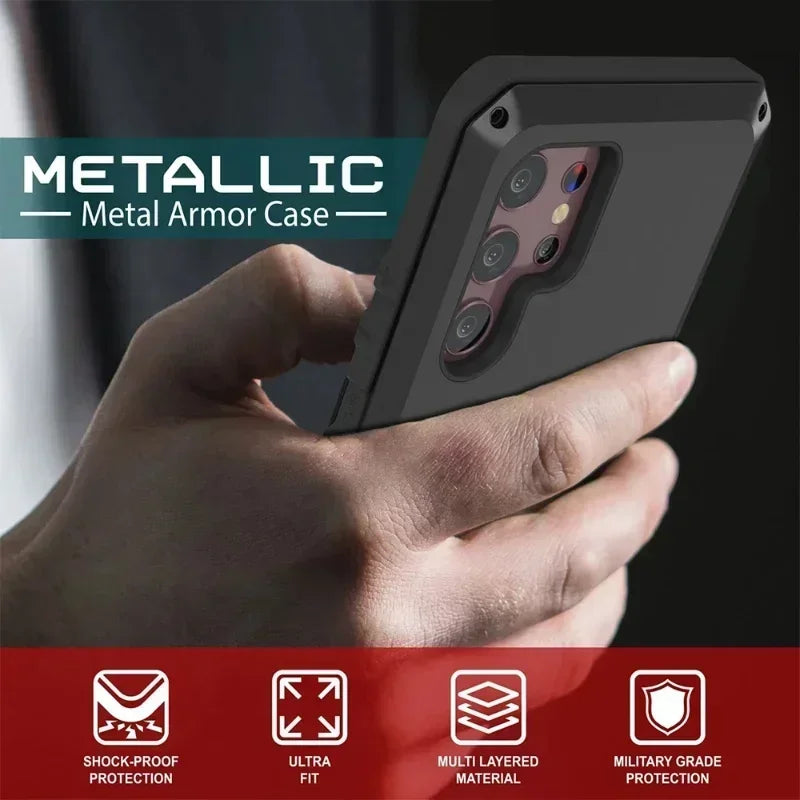 Case For Samsung S26 S25 S24 S23 Ultra Plus Case Heavy Duty Protection Doom Armor Metal Aluminum Phone Luxury Cover