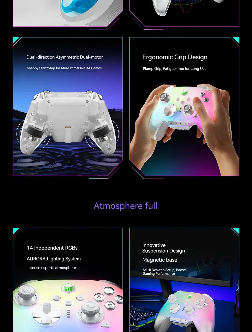 BIGBIG WON Rainbow3 Wireless Game Controllers NearLink 2.4G Hall Joystick Micro Motion Button RGB Gamepad for PC/Switch/Switch2
