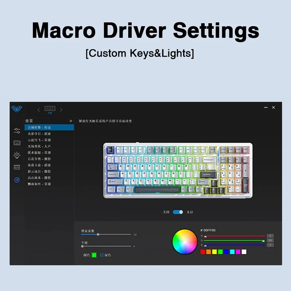 AULA F99 Gaming Mechanical Keyboard 99 Keys Gasket Structure Wireless Bluetooth Wired Hot Swappable PBT Gasket RGB For PC Laptop
