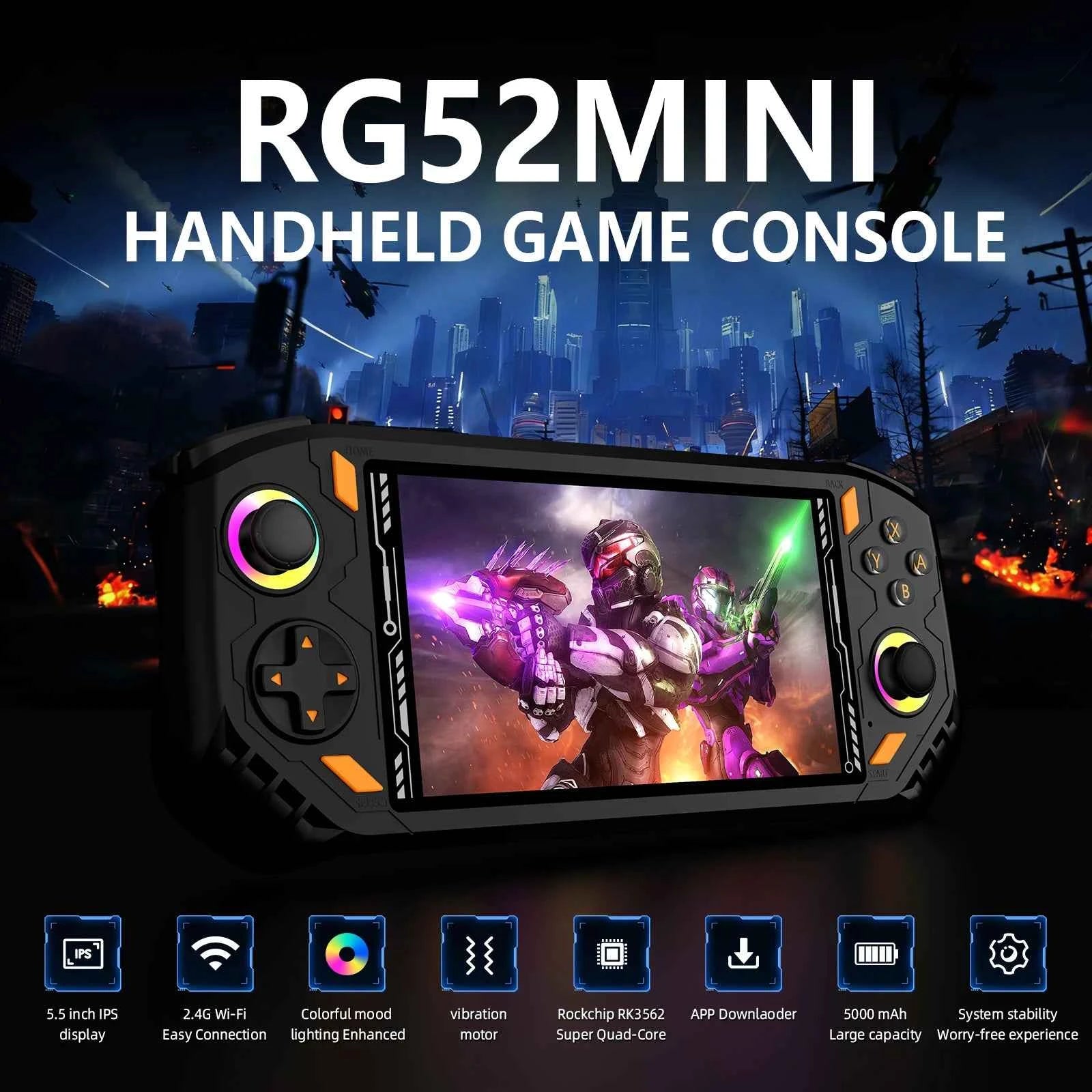 AISLPC RG52 MINI Handheld Game Console Dual System 2.4G WIFI 5.5