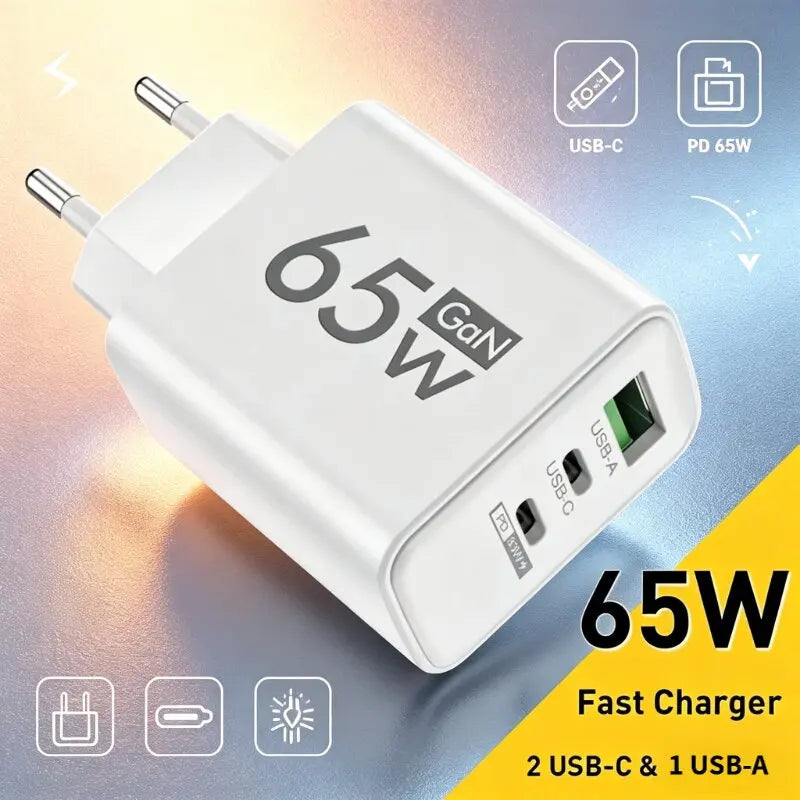New 65W Fast Charging USB Type-C Charger US EU Plug USB PD Quick Charge 3.0 Travel Wall Phone Charger Adapter For iPhone Samsung