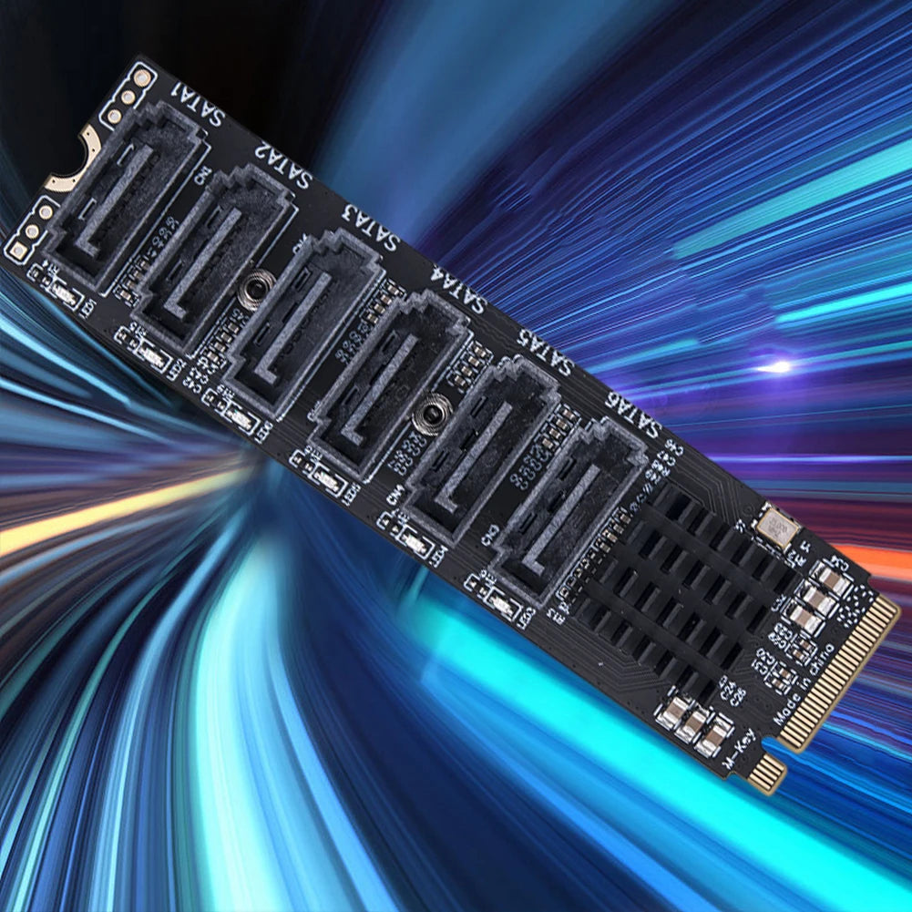M.2 MKEY PCI-E Expansion Card 5/6 Port Adapter Card M.2 To SATA 3.0 Converter 6Gpbs SATA3.0 Adapter Support PM Function