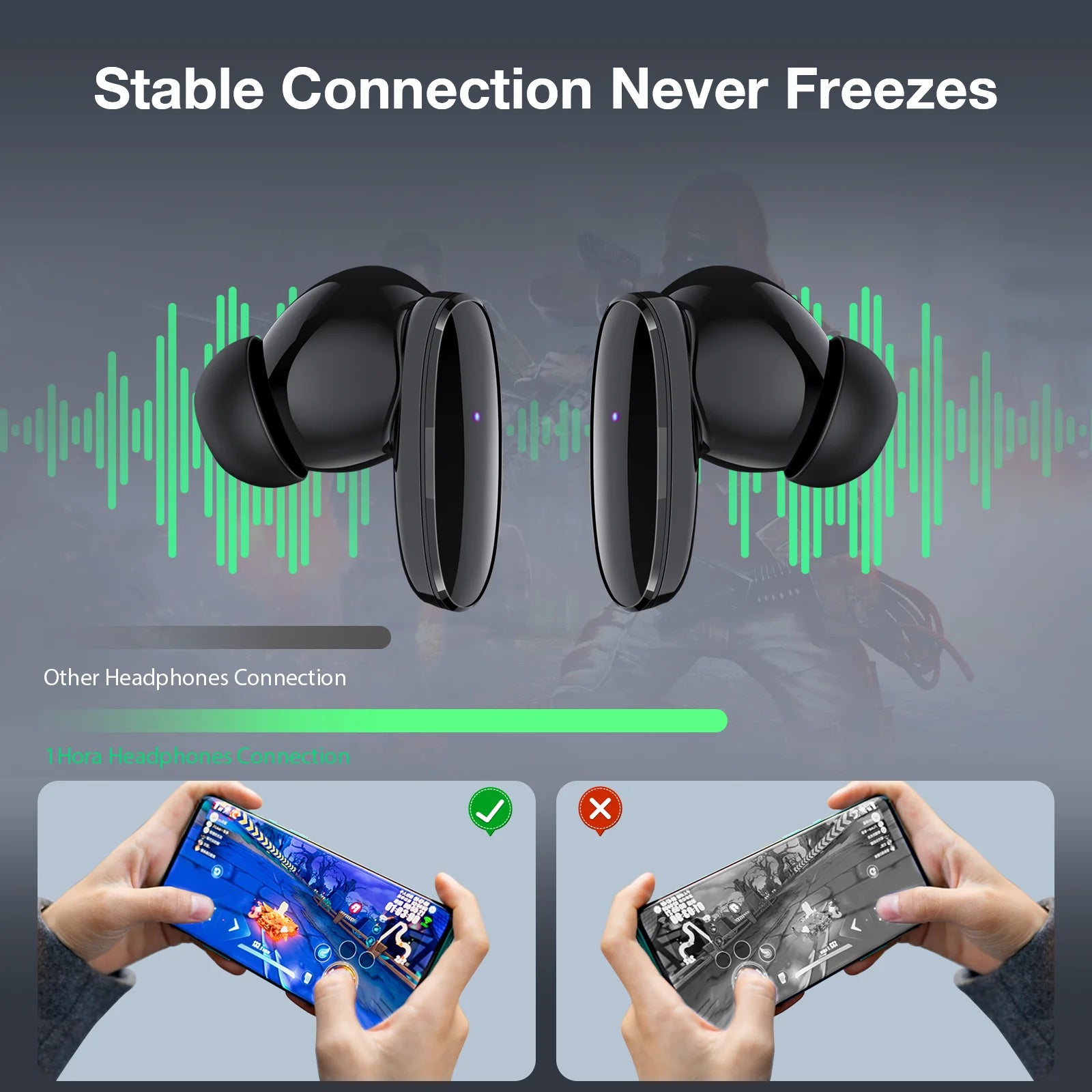 1HORA Wireless Earbuds AUT205 Long battery life Bluetooth 5.3 Earphone Type-C Charging Compatible with IOS/Android