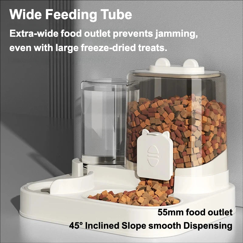 Automatic Cat Feeder Water Dispenser 2-in-1 Pet Food Container Gravity Feeding Bowl for Cat Dog Pet Supplies