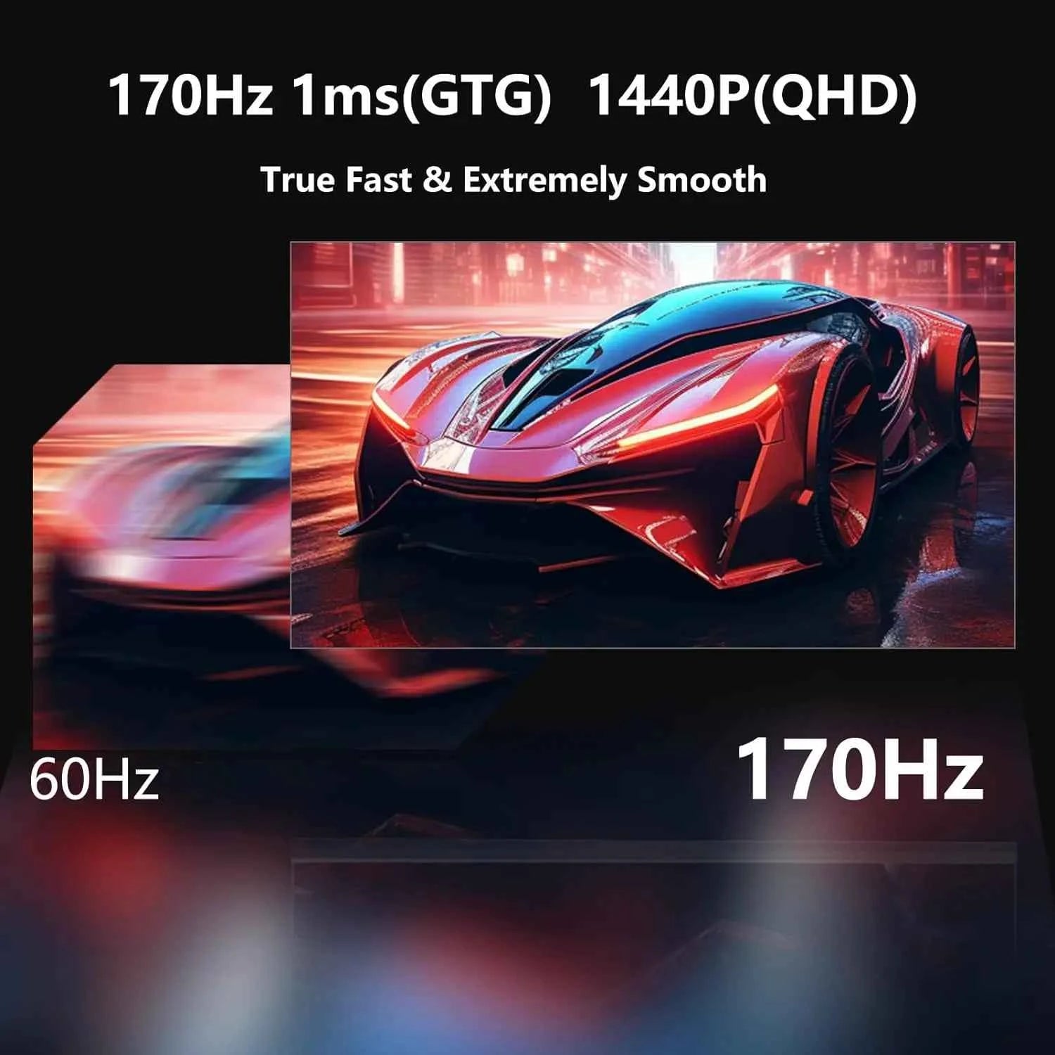 FYHXele 27 Inch Monitor 170hz 2K Gaming Display 1ms ADM-Free Sync 8 Bits 99%sRGB IPS Desktop LED Display HDMI DP HDR400