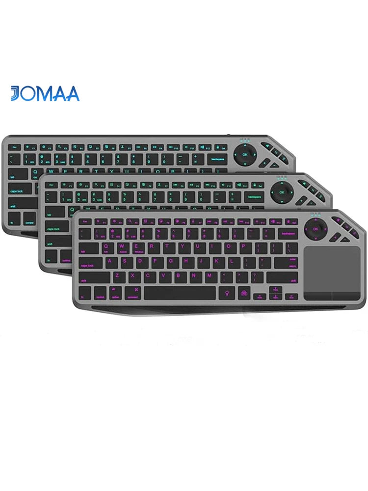 2.4G Wireless Bluetooch Dual Mode Connection TV Keyboard with Touchpad Media Control Multimedia Rechargeable Backlit Keyboard