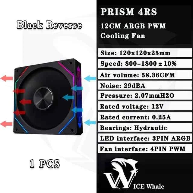 ICE Whale Prism 4RS ARGB PC Case Fan 120mm Infinity Mirror Design Motherboard Lighting Sync 4PIN PWM CPU Fan