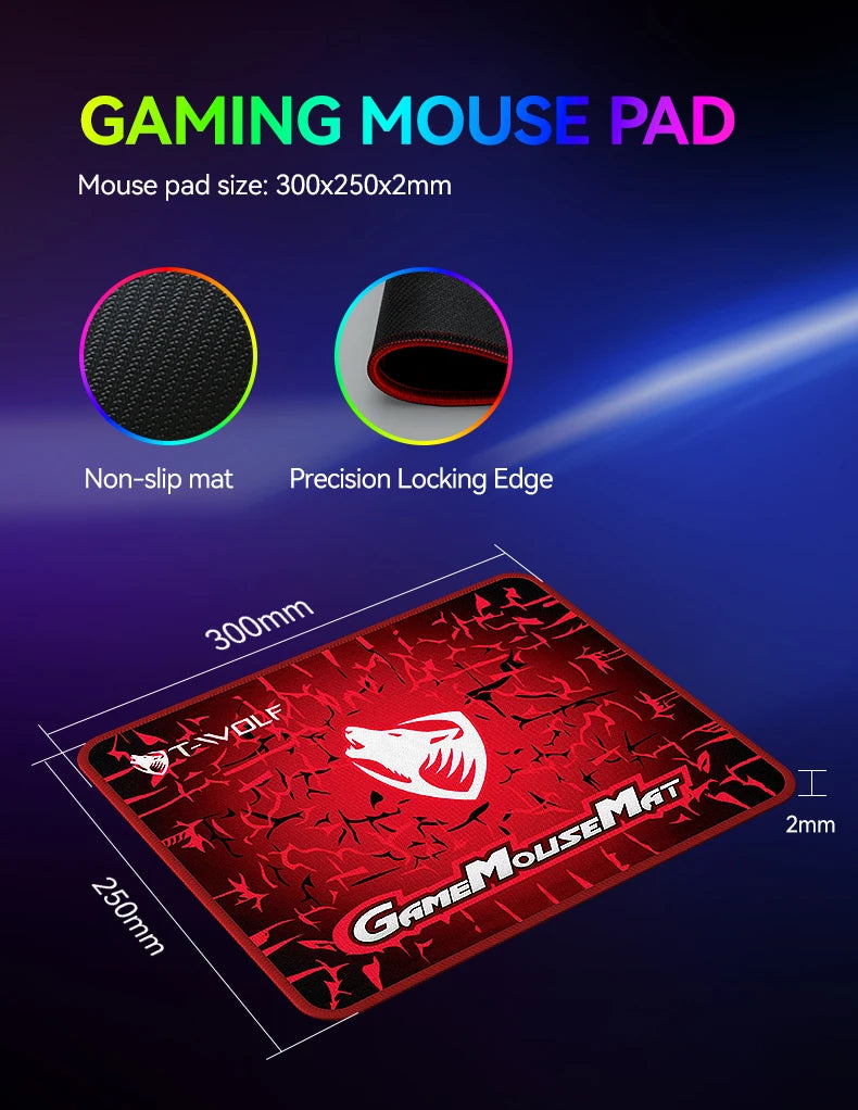 5-in-1 Set Gaming Combo Keyboard 4-color Breathing Light Mouse 3.5mm Gaming Headset Gaming Speaker Anti-slip Mouse Pad NEW HOT