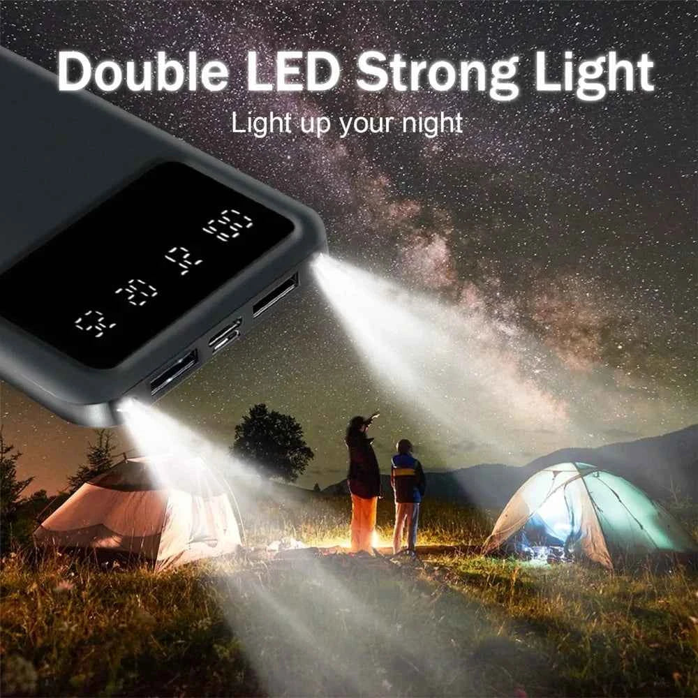Travel Outdoor Must-have 20000mAh Large Capacity Power Bank, 5V 2.1A Stable Current Portable USB External Battery Charger with LED Digital Remaining Power Screen, Dual USB Output Dual Type-C Micro Input Interface, Premium Saf