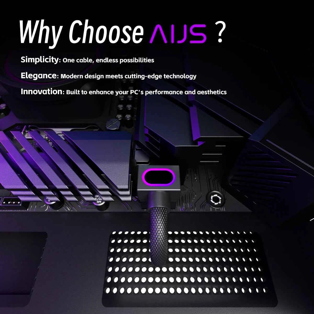 AIJS CPU8PIN Motherboard Extension Cable, ARGB PC Cable with 5V 3Pin,18AWG 90° Right-Angle Design,Male-to-Female Connectors 8Pin