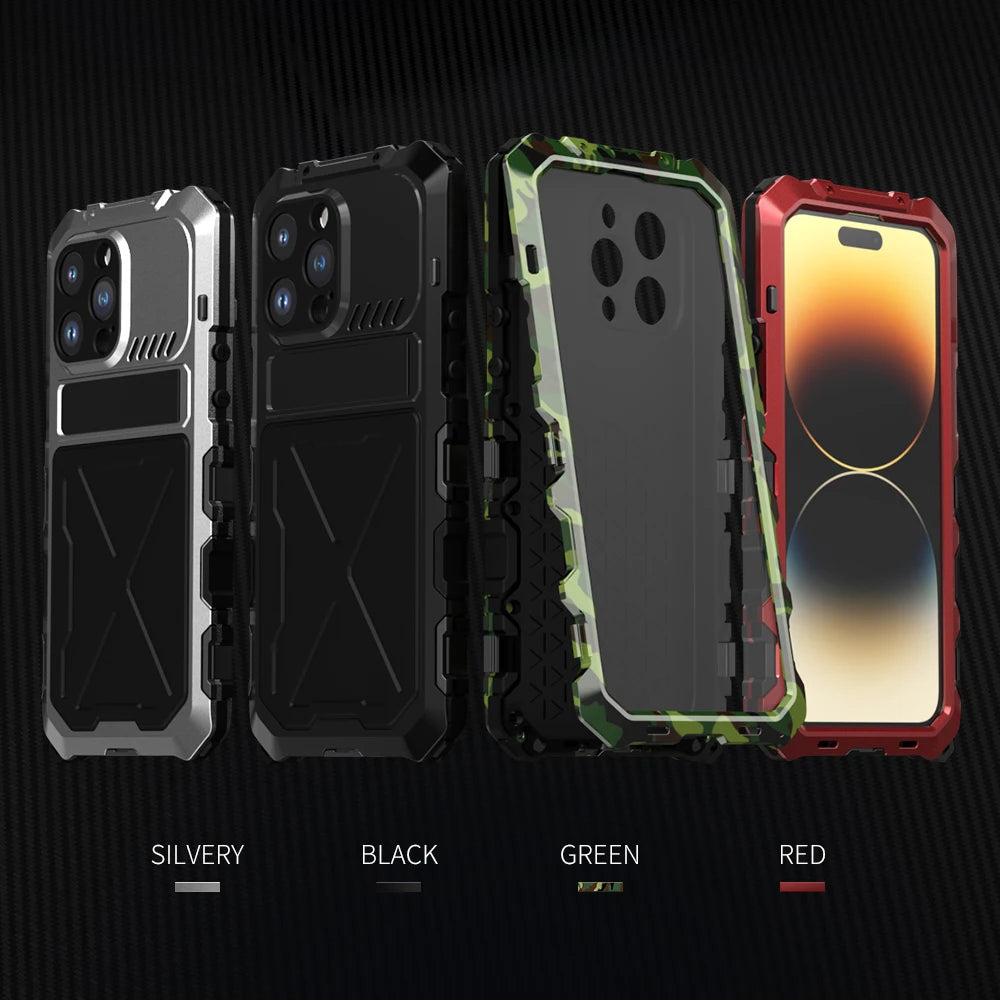 for iPhone 14 Pro Max Case Heavy Duty Protection Armor Metal Aluminum Phone Case for iPhone 14 Pro Max 14 Plus Shockproof Cover