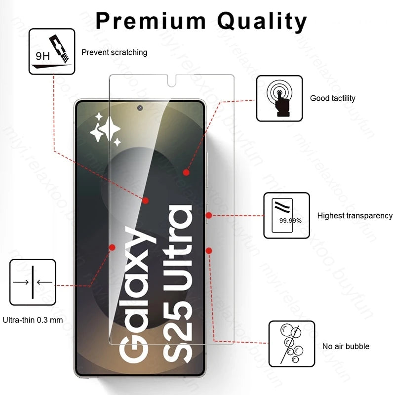 S 25 Case 5-1Pcs 9H Glass For Samsung Galaxy S25 S26 Ultra Edge S25Edge S25Ultra S25+ 5G Screen Protector Toughened Guard Cover