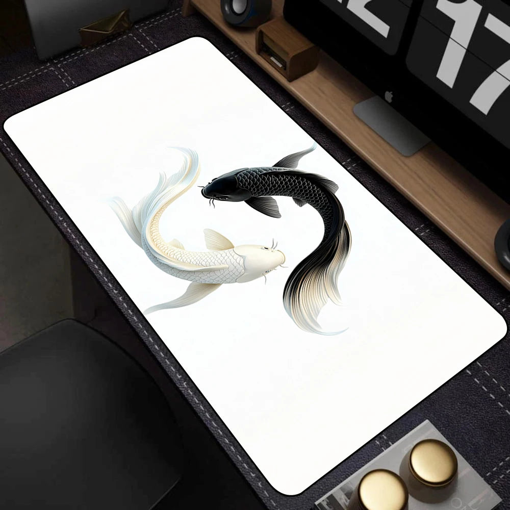 Large Mouse Pad Yin-yang Fish HD Black & White Sakura Computer Office Table Pc Gaming Non-slip Japanese Kawaii Desk Accessories