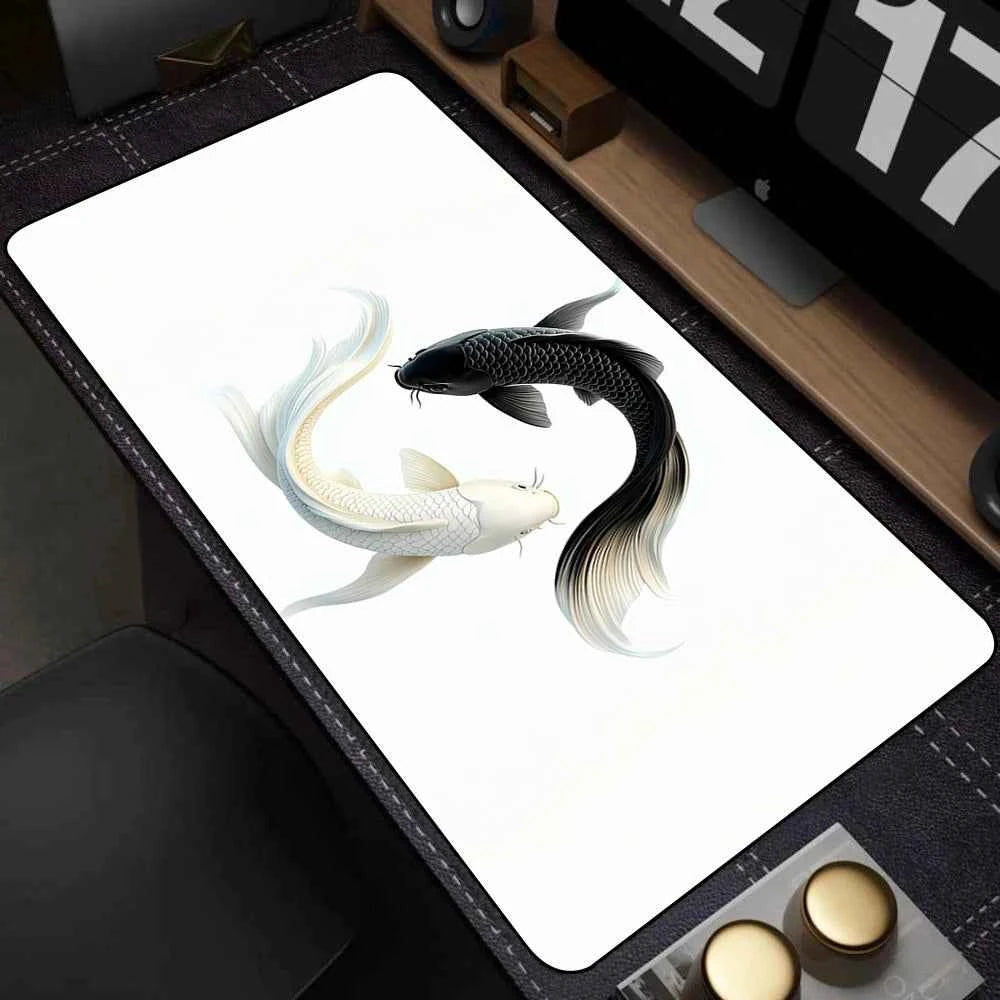 Large Mouse Pad Yin-yang Fish HD Black & White Sakura Computer Office Table Pc Gaming Non-slip Japanese Kawaii Desk Accessories