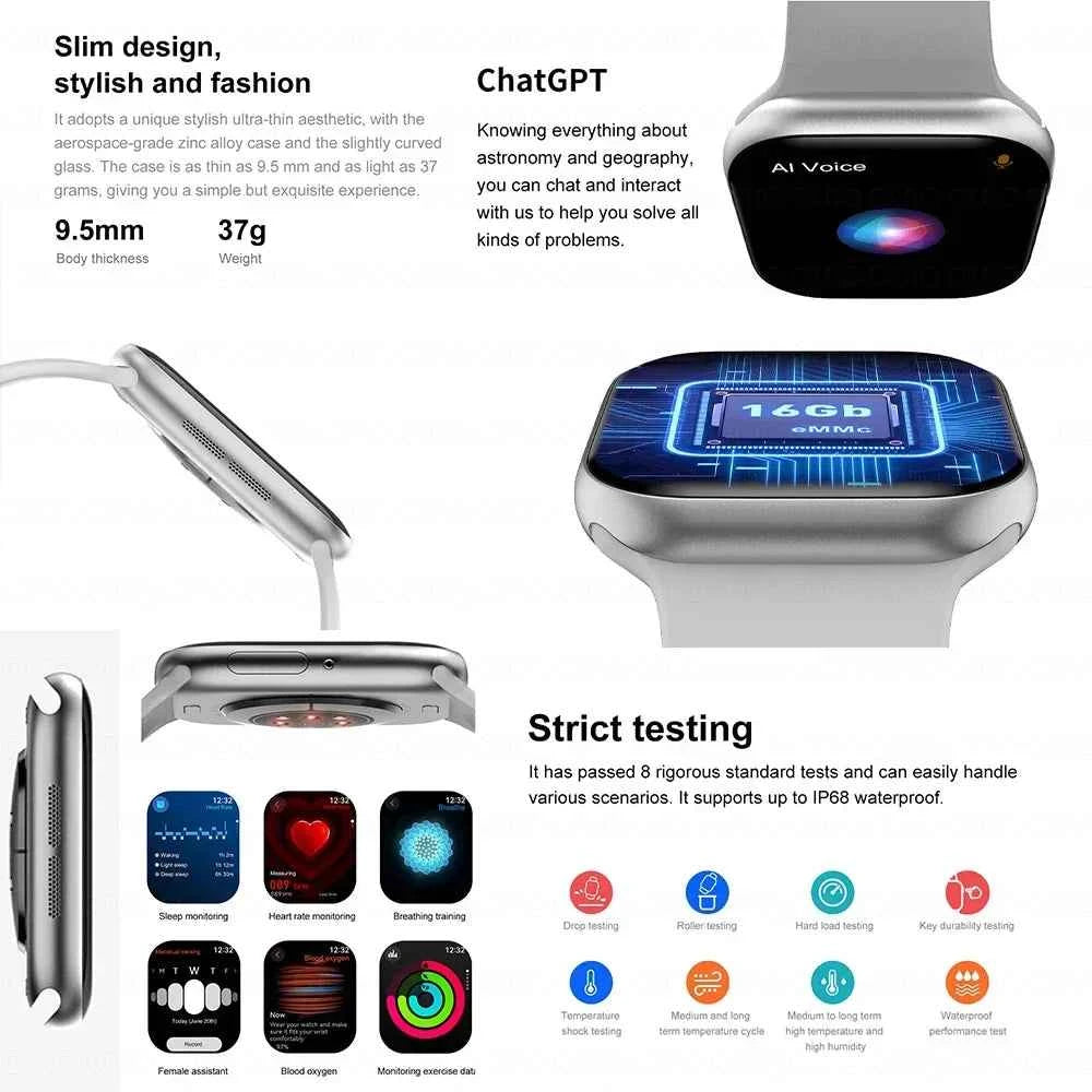 2025 New Original for Apple DT Watch 10 Smart Watch Men AMOLED 4GB Memory Music 3D Surround BT Call Waterproof smart watch Woman