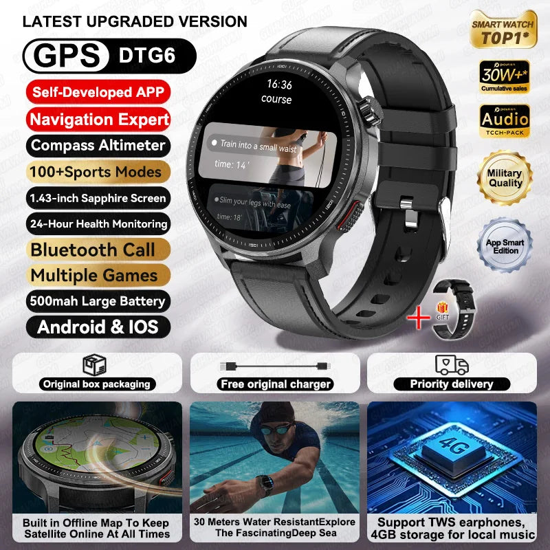 NEW GPS Offline Maps Smart Watch 1.43