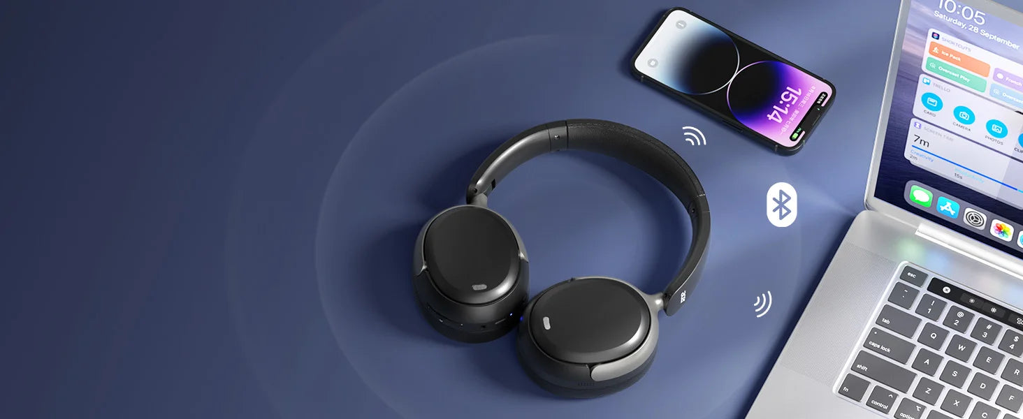 Acer OHR516 Wireless Over Ear Bluetooth 5.4 Headphones Active Noise Cancellation Dual Device Pairing Comfortable Foldable Design