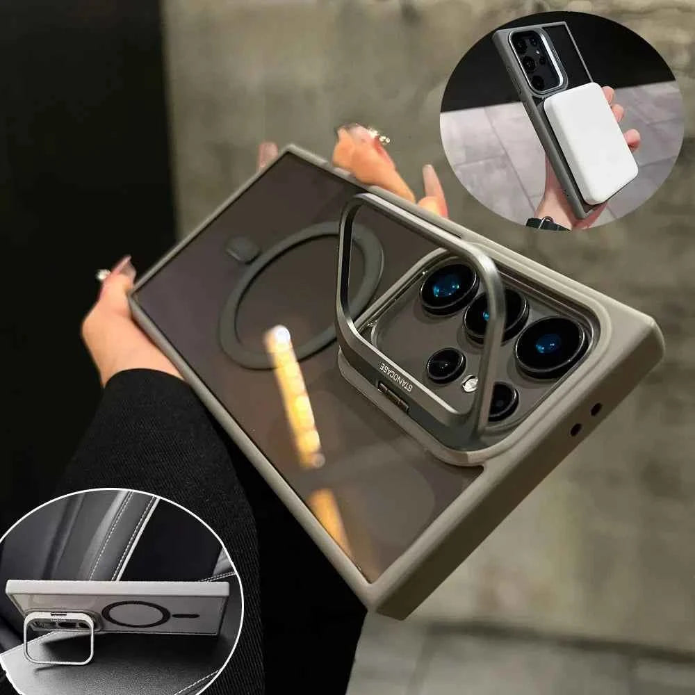 For Magsafe Hidden Holder Clear Case For Samsung Galaxy S26 S25 S24 Ultra Plus S23 FE Shockproof Magnetic Wirelesss Charge Cover