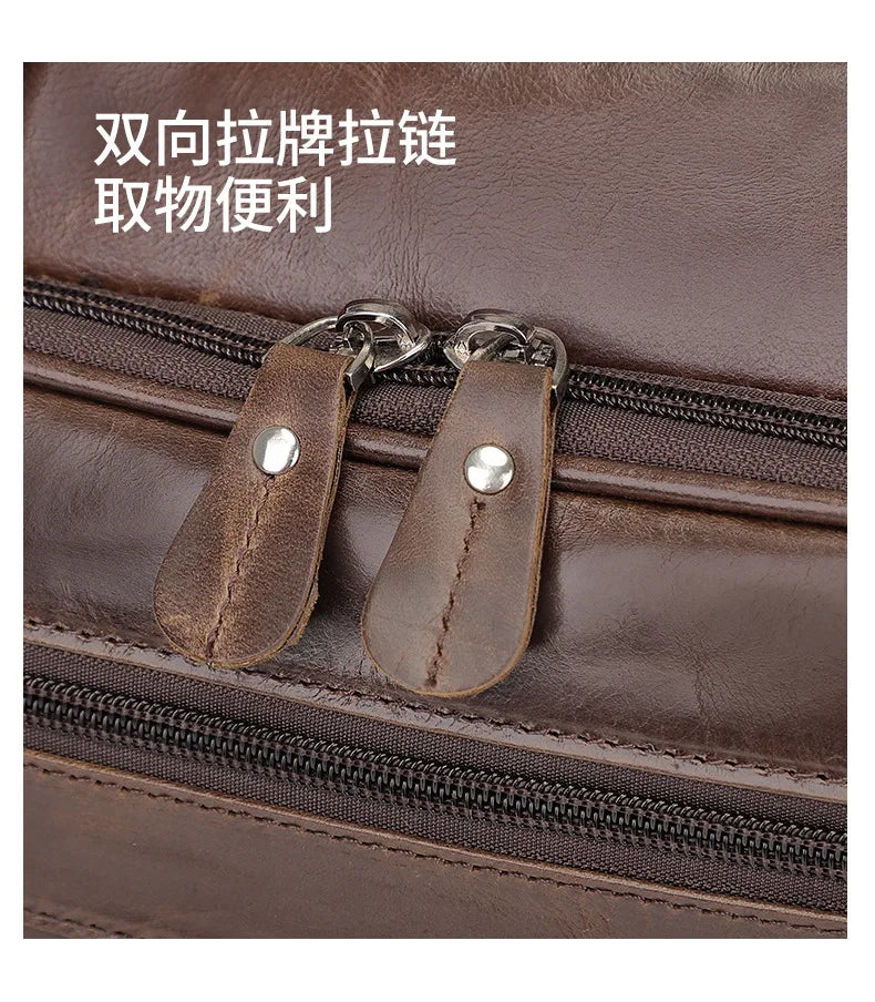 High Quality Genuine Leather Men Briefcase Business bag Crazy Horse Leather Large 17
