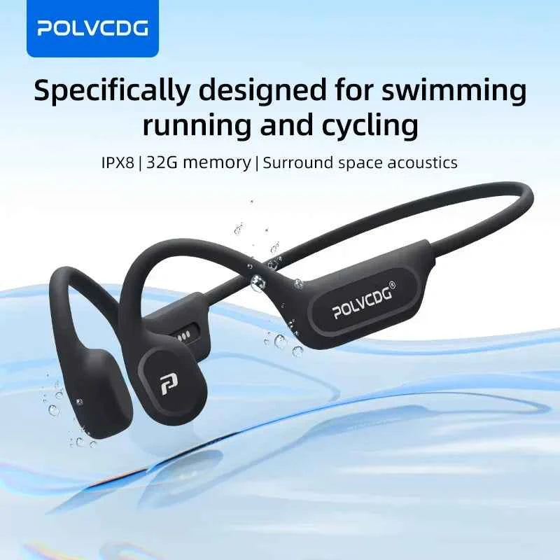 POLVCDG X9 Bone Conduction Earphones 32G IPX8 Waterproof Open Design for Swimming Running Cycling Hanging Earphones