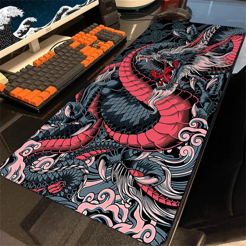 Mouse Pads Black White Dragon Table Mats Computer Mousepad Company Big Deskmat 100x50cm Large Gamer Mousepads Gaming Mouse Mat