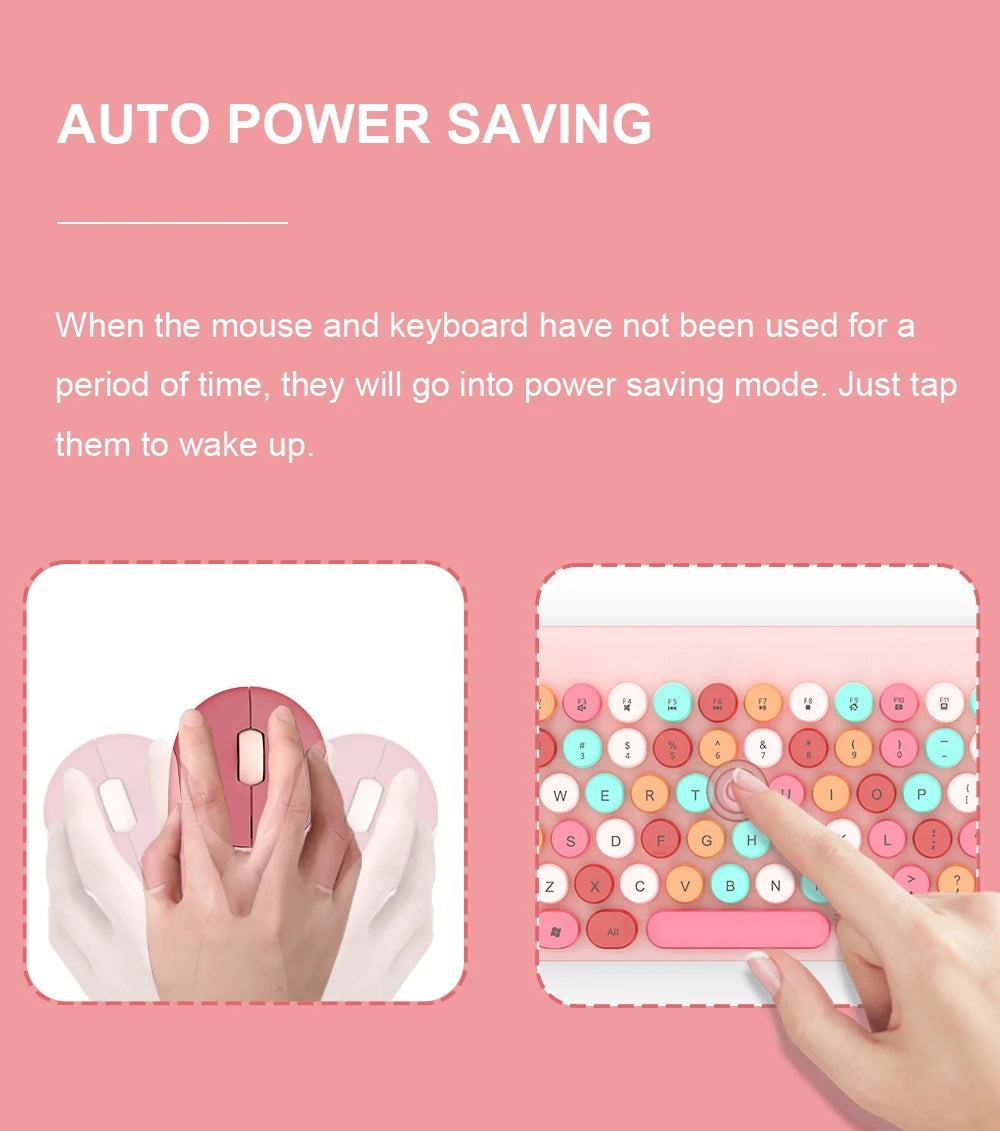 Wireless Mini Pink Keyboard Mouse Combo, 2.4G Portable Silent for PC Laptop Tablet iOS Android Windows, Hot Sale