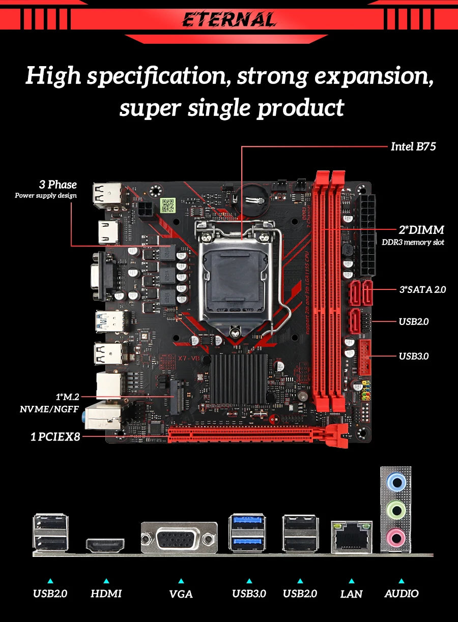SOYO H61 Gaming Motherboard Kit with Intel  LGA1155 CPU i5 2500 DDR3 8G*2 Memory M.2 SATA Desktop Computer components
