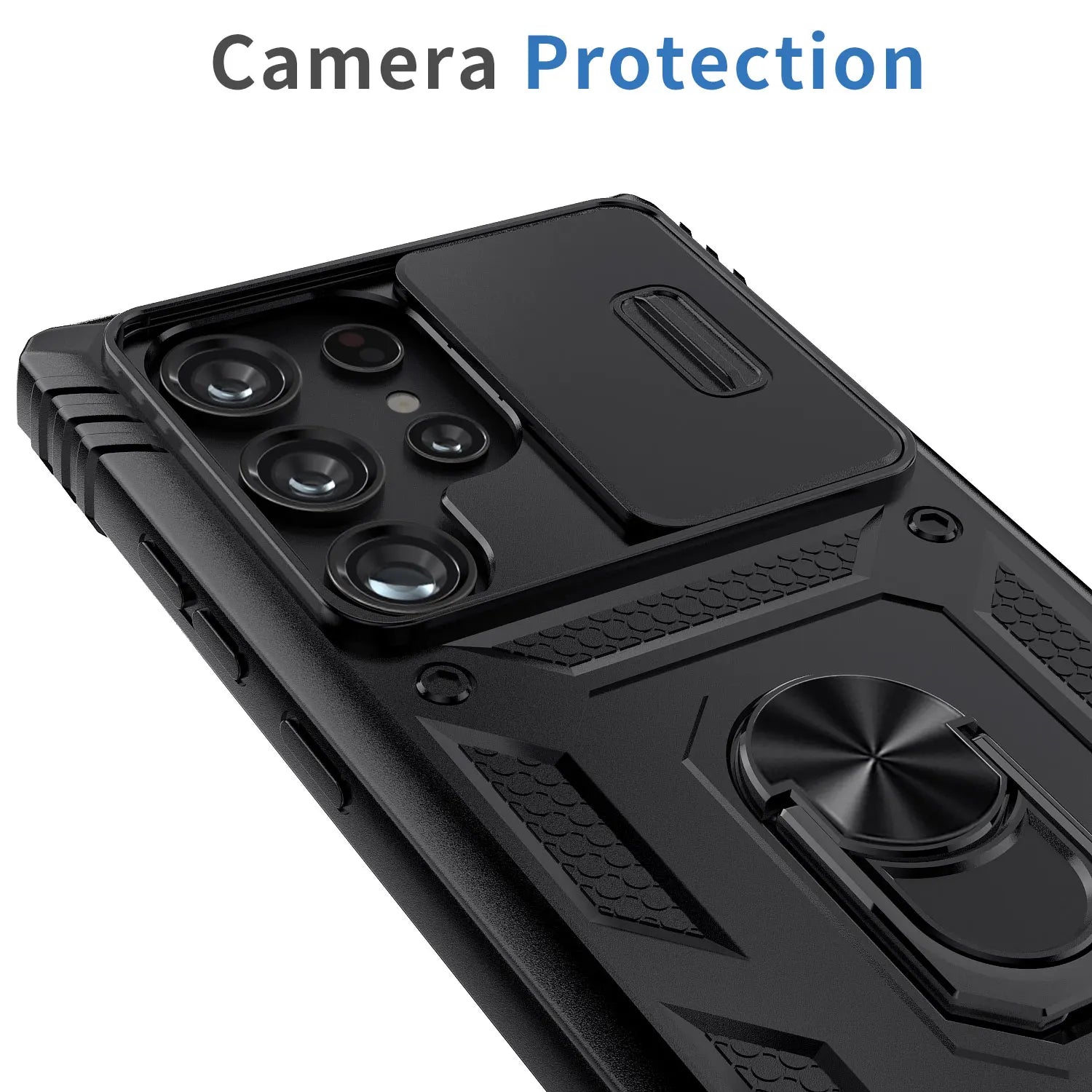 For Samsung Galaxy S22/22 Plus/S22 Ultra/S23/S23 Plus/S23 Ultra/S23 FE Phone Case Hybrid Ring Kickstand Camera Protection Cover