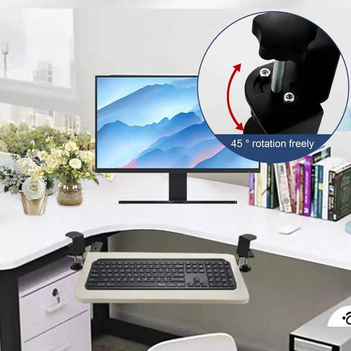 Keyboard Rails Under Desk No Drill Adjustable Rail Extender Sliding Keyboard Tray Under Desk For Computer Stand Office Bedroom