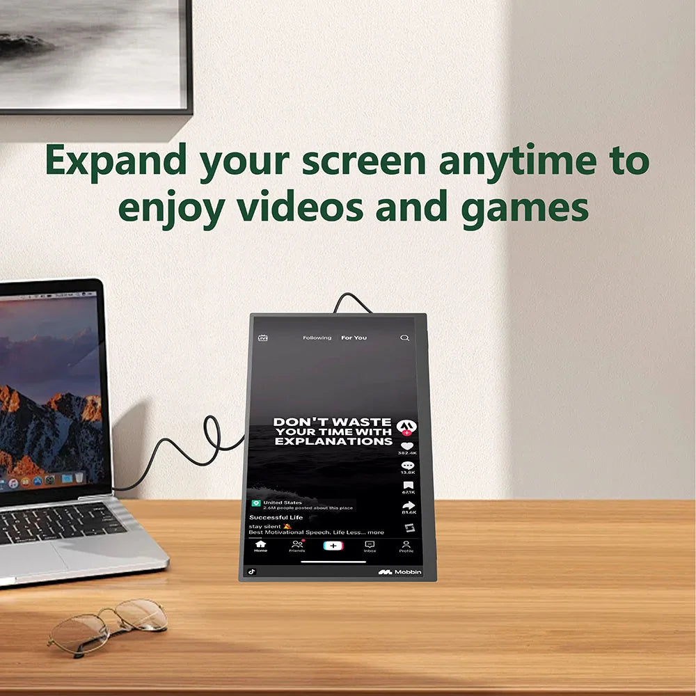 15.6 Inch 1080P Portable Monitor 16:9 Full Screen Extension for Laptop Phone Game Console