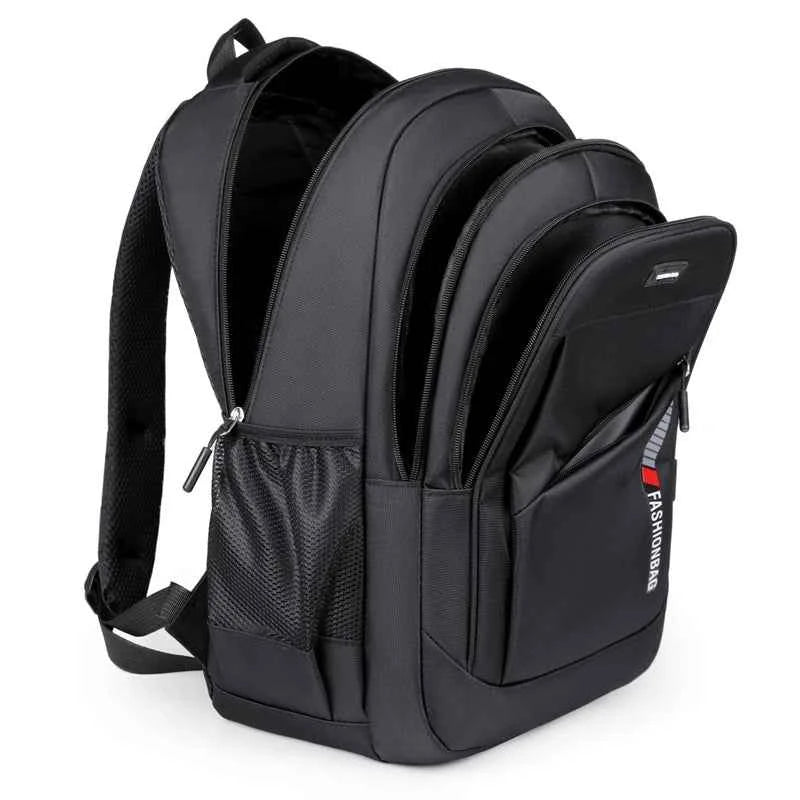 Men's large-capacity backpack, fashionable laptop bag, suitable for travel and business, equipped with secure zipper closure and