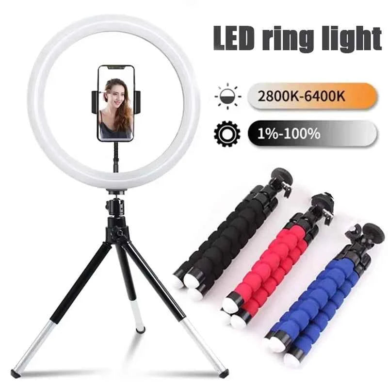 16/26/33CM LED Ring Light Photographic Selfie Ring Light With Flexible Tripod Holder For Live Video Streaming Studio Fill Lamp