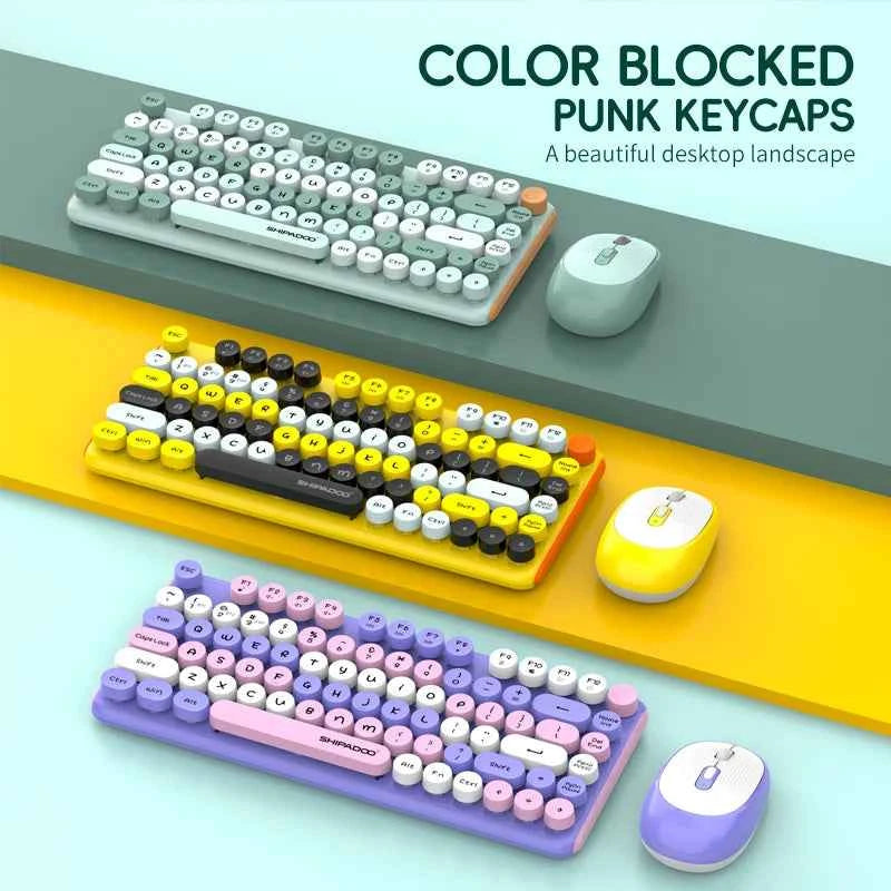 Silent round Keycap Wireless Keyboard And Mouse Combo 2.4G with 3 Steps Adjustable DPI for Macbook PC Gamer Computer Laptop