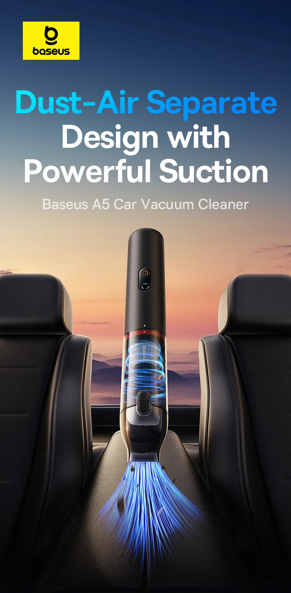 Baseus A5 16000Pa Wireless Car Vacuum Cleaner Powerful Portable Handheld Automotive Vacuum Cleaner for Car Inner Cleaning Home