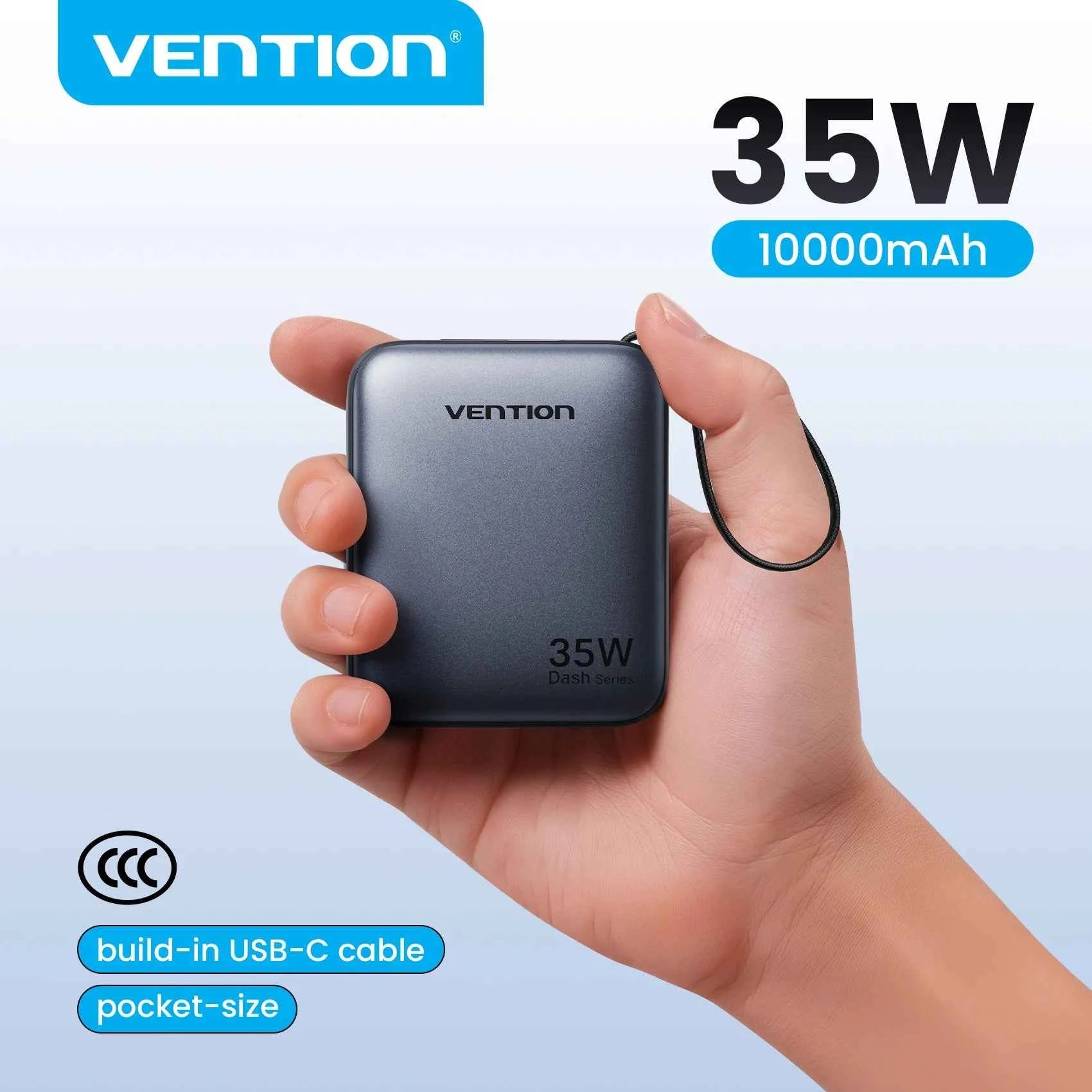 Vention CCC 10000mAh 35W Power Bank Fast Charge Portable Mini 3C PowerBank for iPhone 17 Xiaomi External Spare Battery Charger