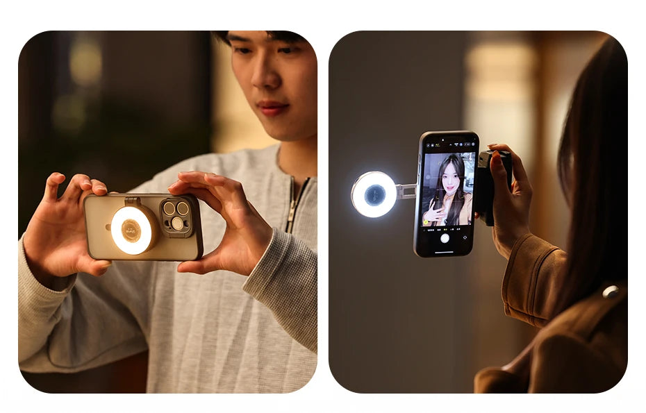 Ulanzi LM19 MagSafe Light CRI 95+ for Vlog Livestream Photograph Bi-Color Flip Fill Light Suitable for Magnetic Mobile Phones