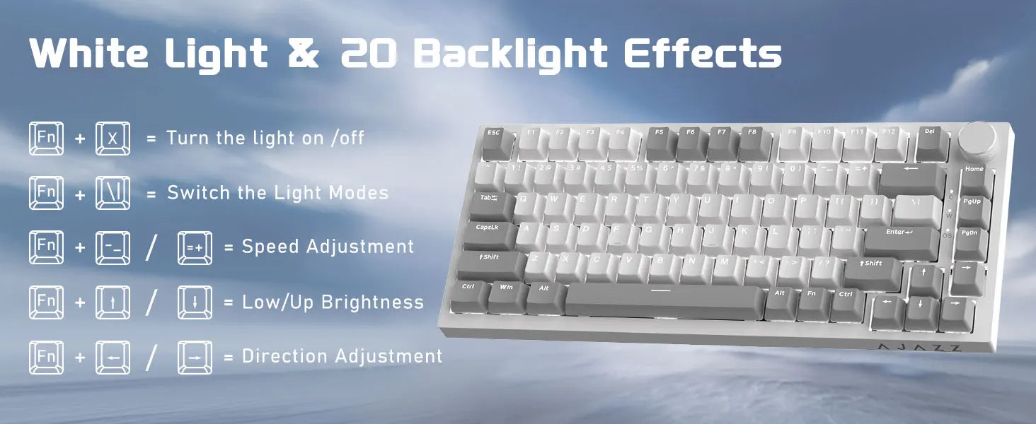 AJAZZ AK820 Wired With Rotary Volume Buttons Hot-Swappable Keys For Office AndHome Mechanical Keyboards DIY