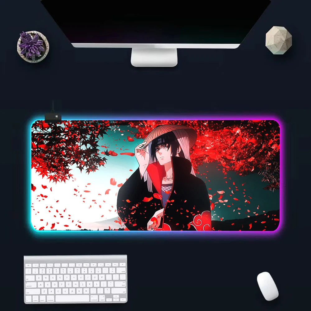 Anime N-narutos RGB Pc Gamer Keyboard Mouse Pad Mousepad LED Glowing Mouse Mats Rubber Gaming Computer Mausepad - WinSupport Tech