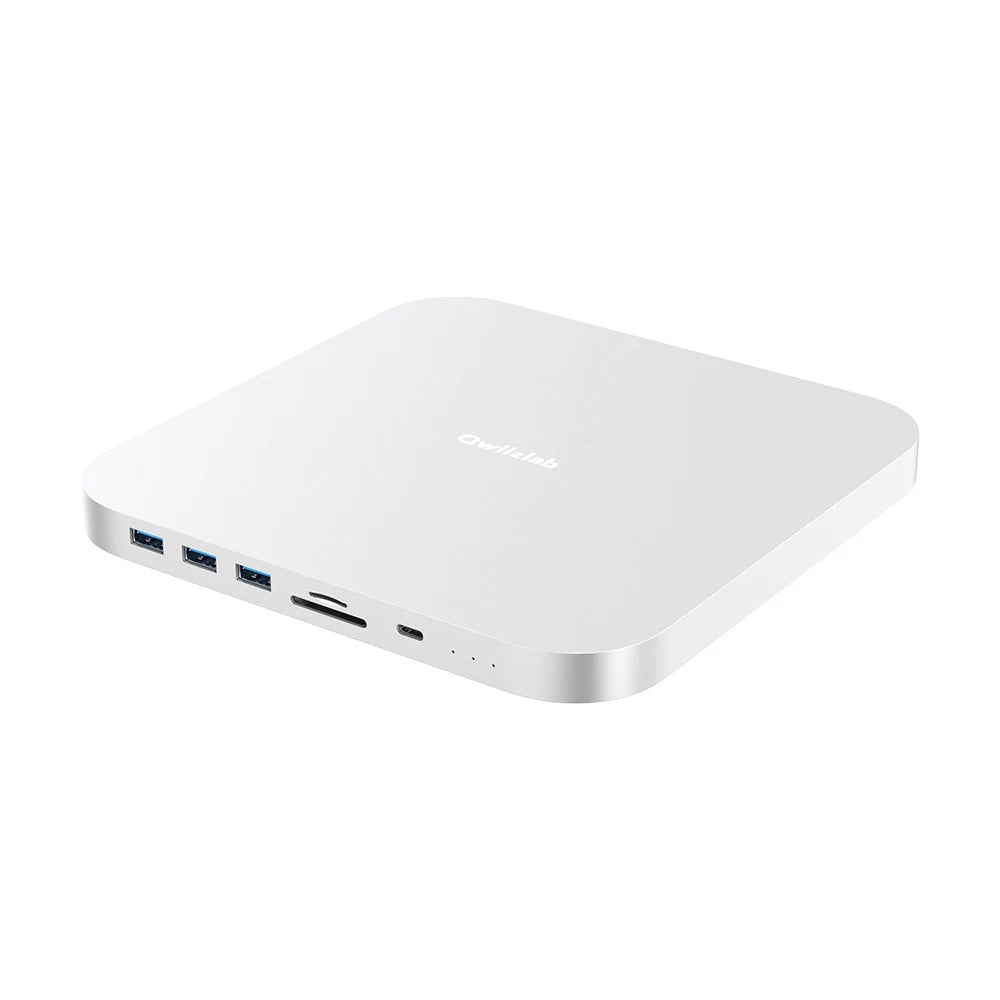 Qwiizlab USB C Hub for Mac Mini M2 M1 with Dual Drive Enclosure SATA NVMe M.2 SSD Type-C 10Gbps SD TF Card Reader Docking Staion