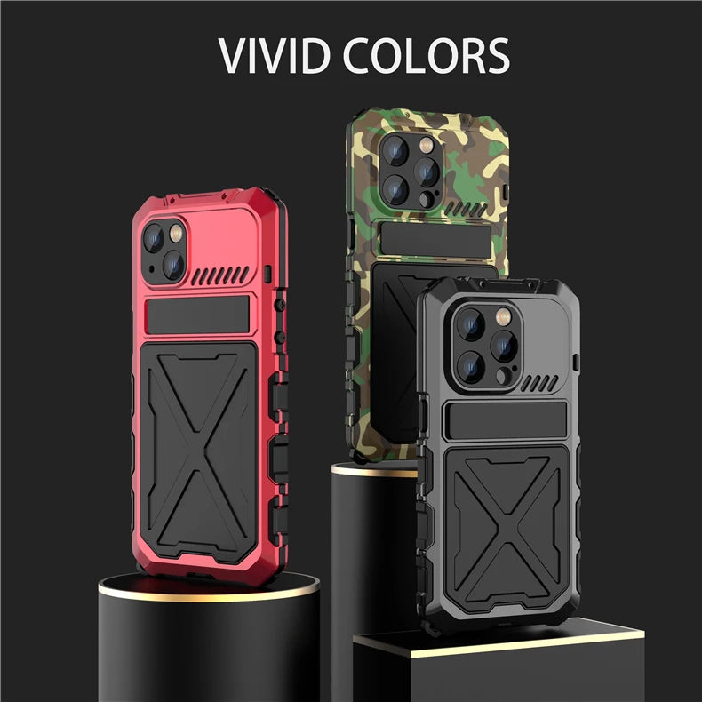 Heavy Duty Protection Armor Metal Aluminum Phone Case for iPhone 14 Pro Max 14 Plus Shockproof Cover