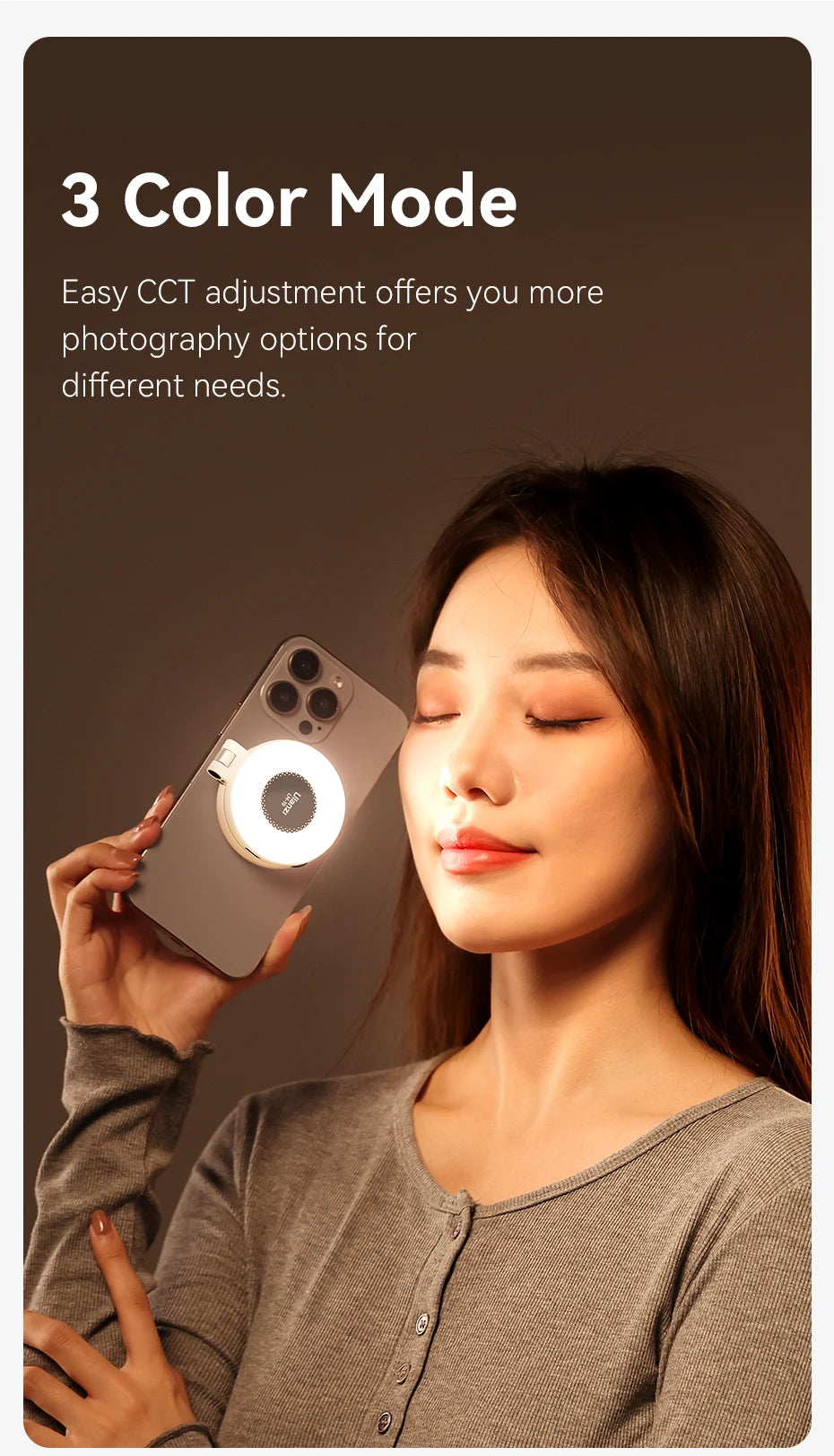 Ulanzi LM19 MagSafe Light CRI 95+ for Vlog Livestream Photograph Bi-Color Flip Fill Light Suitable for Magnetic Mobile Phones