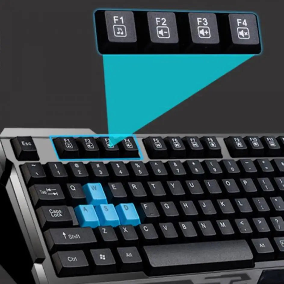 Keyboard Mouse Combos Waterproof Multimedia 2.4GHz Wireless Gaming Keyboard USB Cordless Mous NK-Shopping