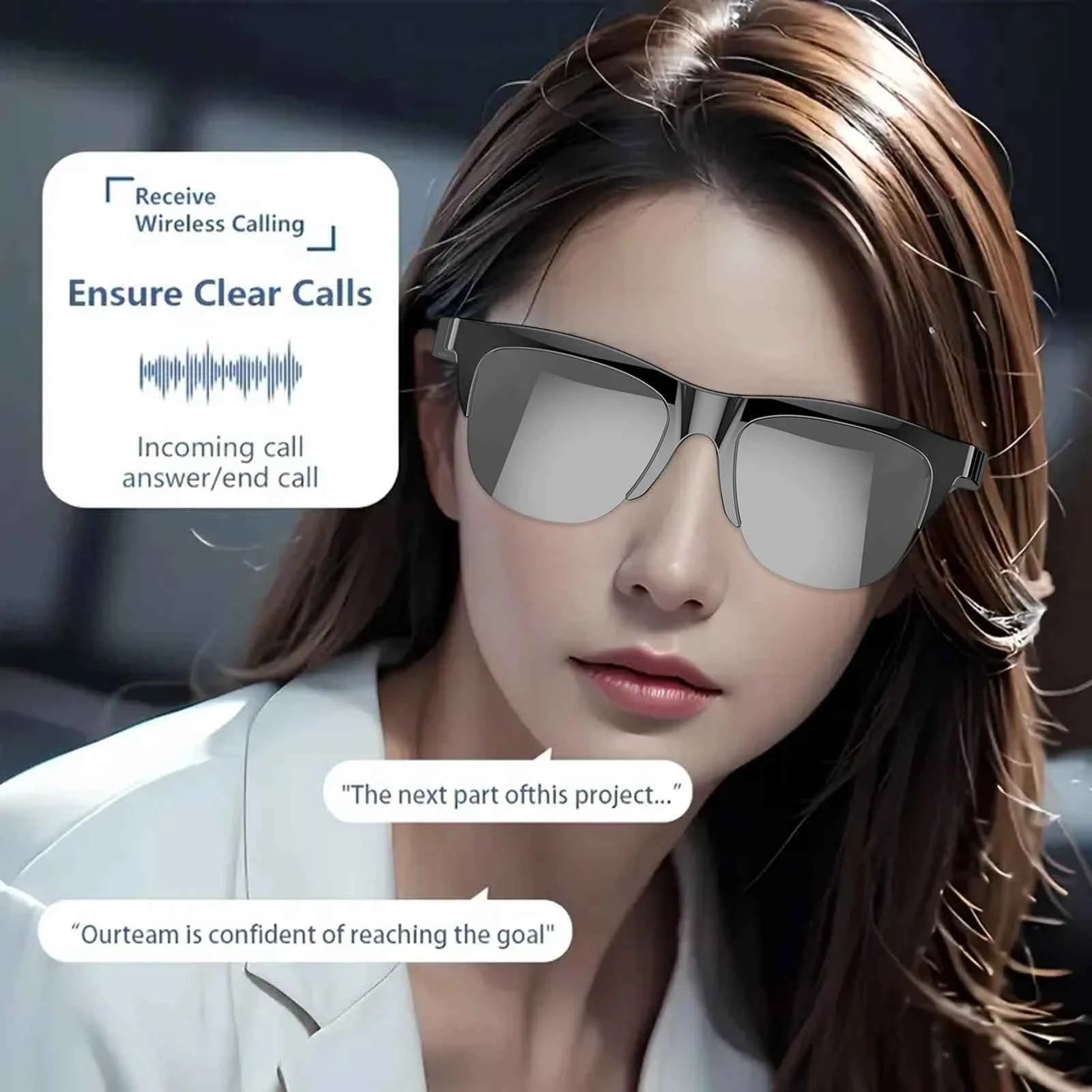 2025 Smart Glasses with Bluetooth Audio – Wireless Calling, Music Playback, Voice Assistant & Blue Light Blocking Eyewear for Men & Women