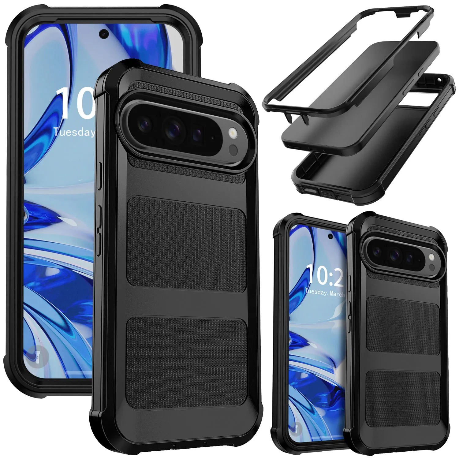 For Google Pixel 9/9 Pro/9 Pro XL,Pixel 10/10 Pro/10 Pro Shockproof Heavy Duty Phone Case Rugged Bumper Dual Layer Cover