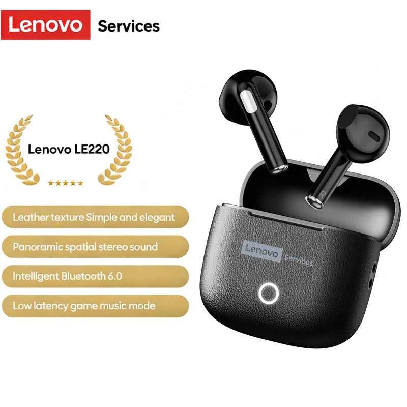 Lenovo Original Wireless Earphones Bluetooth 6.0 Long Battery Life Music Gaming Headphones HiFi Stereo Sound HD Call IP54 Earbud