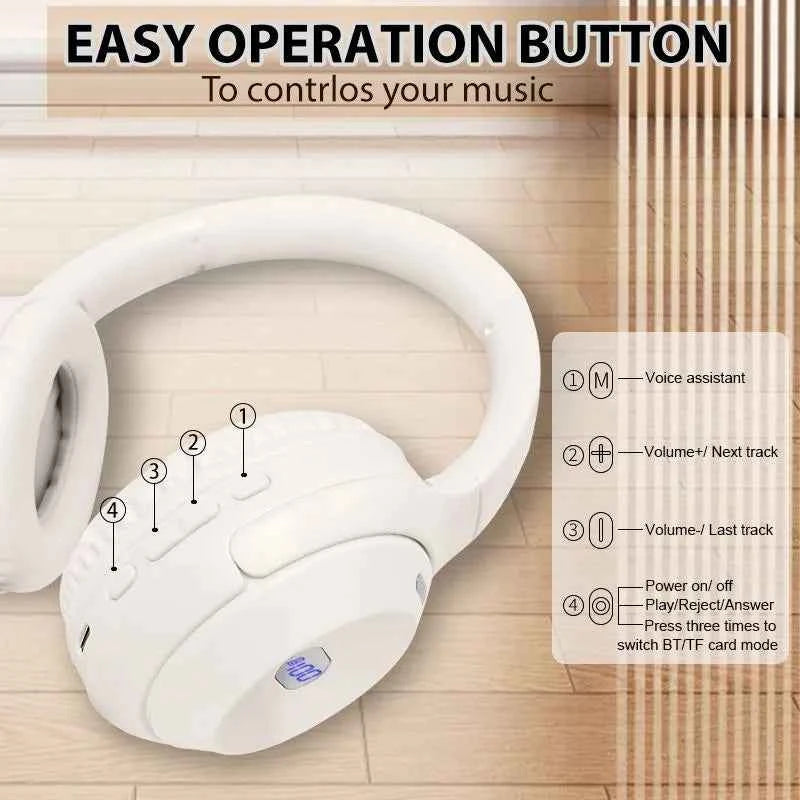 BT5.3 Wireless Headphones with LED Display: Long Battery Life & Multi - Mode Compatibility