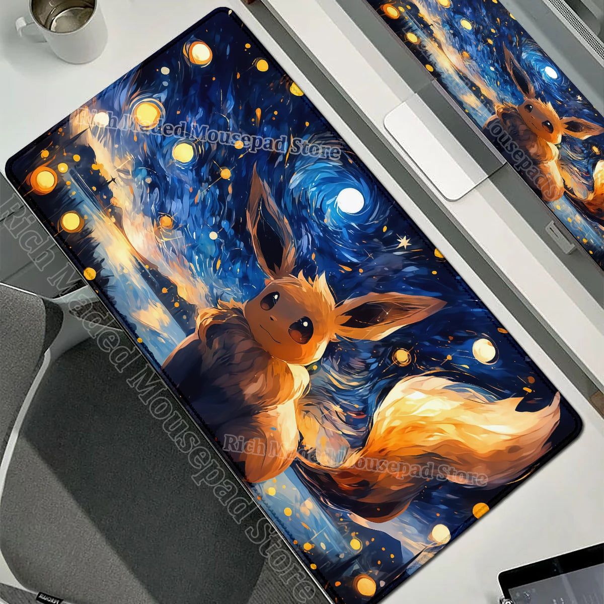 Game Card Pad Gaming Carpet Anime Keyboard Pad Pokemon Eevee Mousepad Gamer Mouse Pads Laptop Extended Desk Mat PC Cabinet Rug