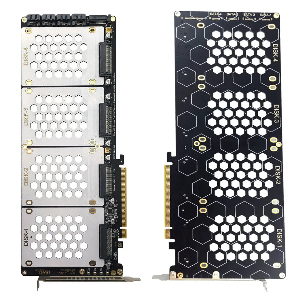 4-Port U2 NVME 2.5Inch SATA SSD Adapter Card Motherboard Support PCIe X4x4x4x4 PCIe X16 Bifurcation U.2 PCIe Adapter for PC