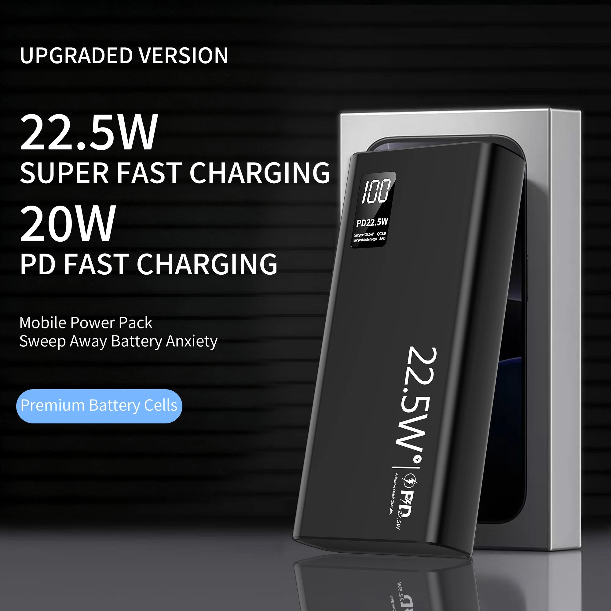 FUNNY PANDA 20000mAh Power Bank 22.5W PD Super Fast Charging Two-Way Fast Charge Smart Digital Display Airplane Approved Large Capacity Portable Charger USB C Compatible with iPhone Samsung Android Phone Tablet