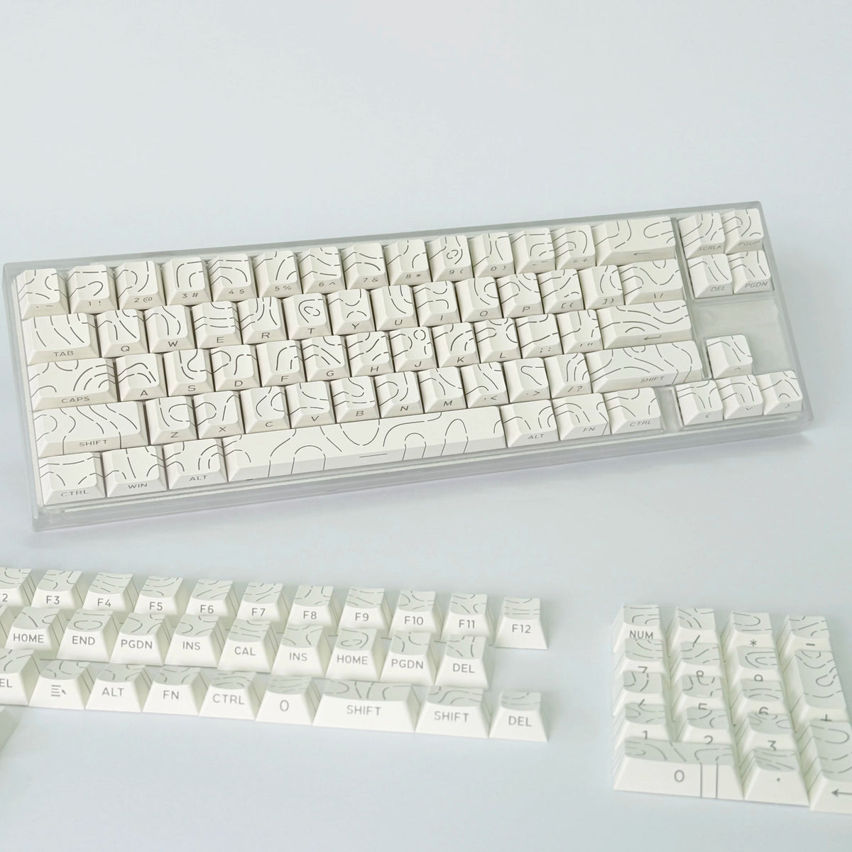 Lines Sided Shine Through Keycaps Cherry Profile Black White 97/133 Keys Customer keycaps for Mechanical Keyboard 60% 65% 75%
